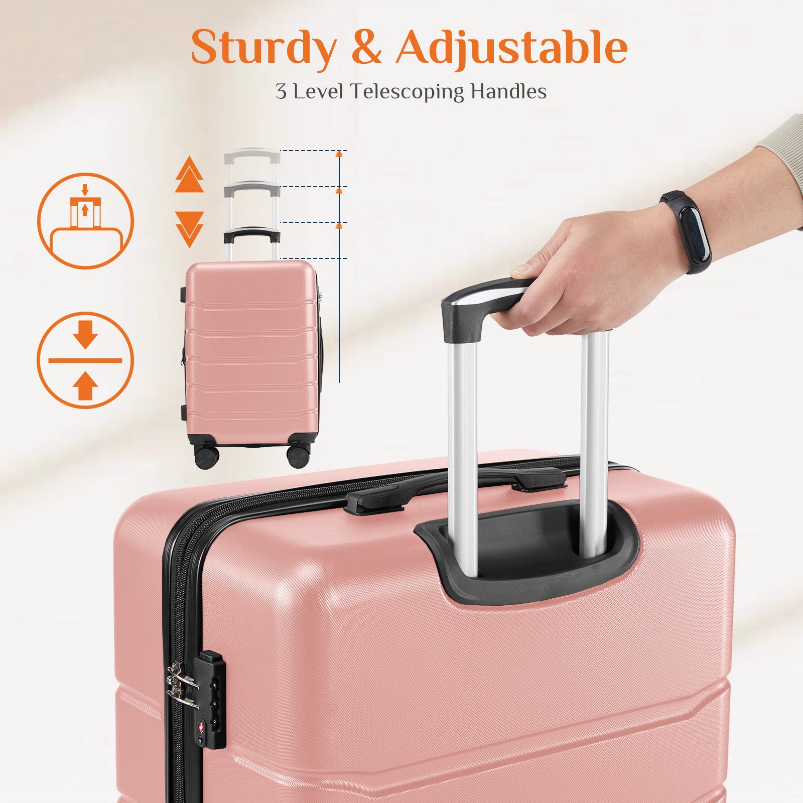 JIOABL Carry on Luggage, Hard Shell ABS Suitcase with Double Spinner Wheels, Lightweight Expandable Rolling Suit Case with TSA Lock