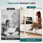 JIOABL Adjustable Overbed Bedside Table with Hidden Wheels for Hospital