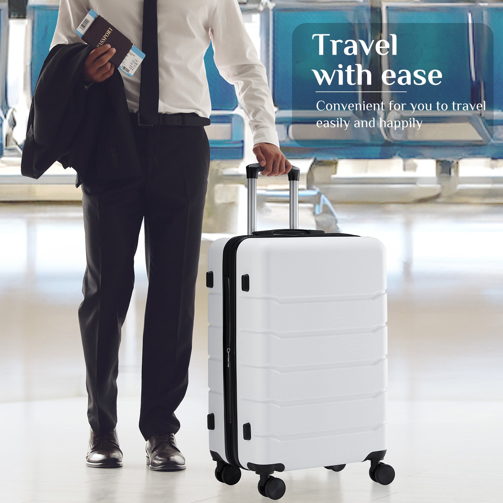 JIOABL Carry on Luggage, Hard Shell ABS Suitcase with Double Spinner Wheels, Lightweight Expandable Rolling Suit Case with TSA Lock