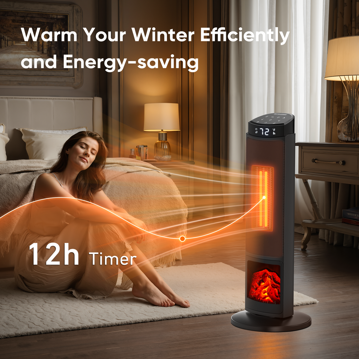 JIOABL Electric Space Heater with Remote and Thermostat, Overheating Protection for Indoor