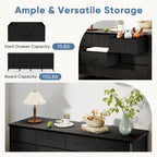 JIOABL TV Stand with 12 Fabric Drawers, Metal Frame Storage Stand with Adjustable feet and Anti-Tip