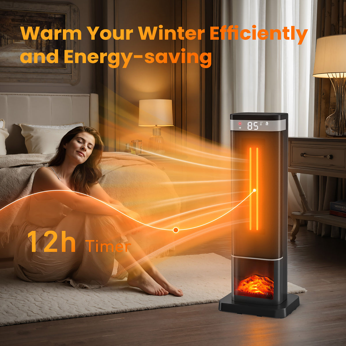 JIOABL Portable Space Heater with Remote, Thermostat, Overheating Protection for Indoor Use