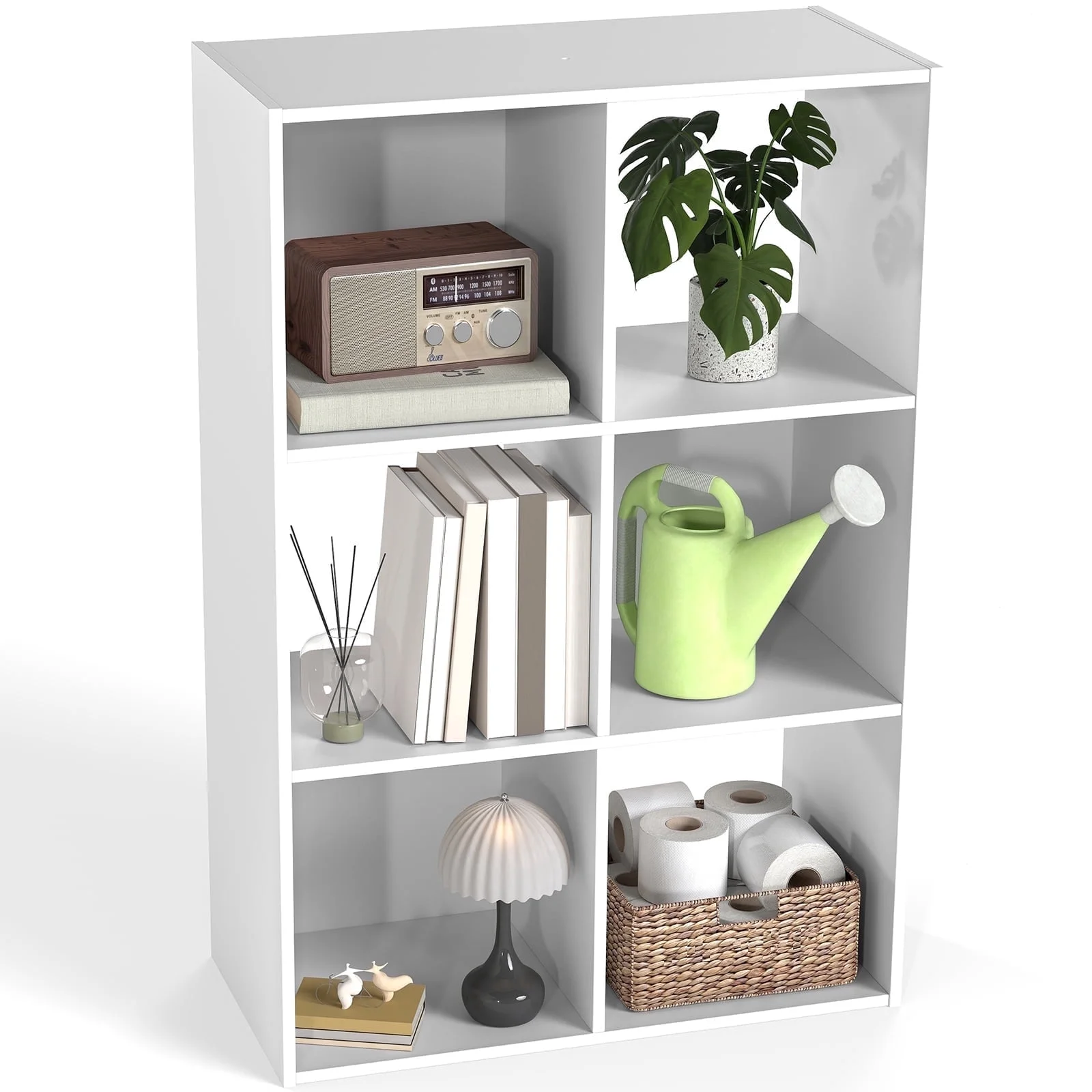 JIOABL 6 Cube Storage Organizer, Open Bookshelf with 3 Removable Back Panels for Living Room, Bedroom, Home Office，36"L x 11.6"W x 24" H, Black