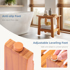 JIOABL Pine Wood Shower Bench, 250lbs Capacity, Waterproof, Non-Slip, Adjustable, for Indoor & Outdoor Use - Natural Finish