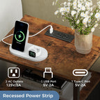 JIOABL Nightstand with USB & Type-C Charging, Fabric Drawers, Metal Frame