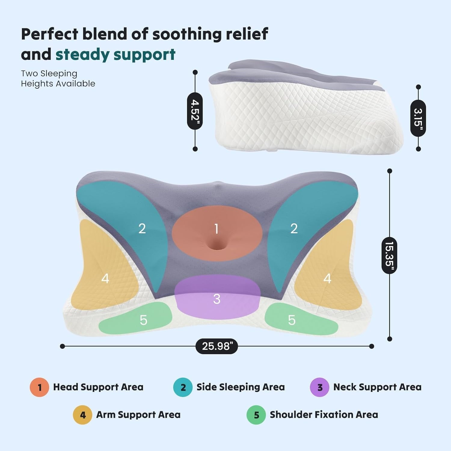 JIOABL Ergonomic Contour Memory Foam Pillows, Cervical Neck Pillow with Cooling Case for Neck Pain Relief