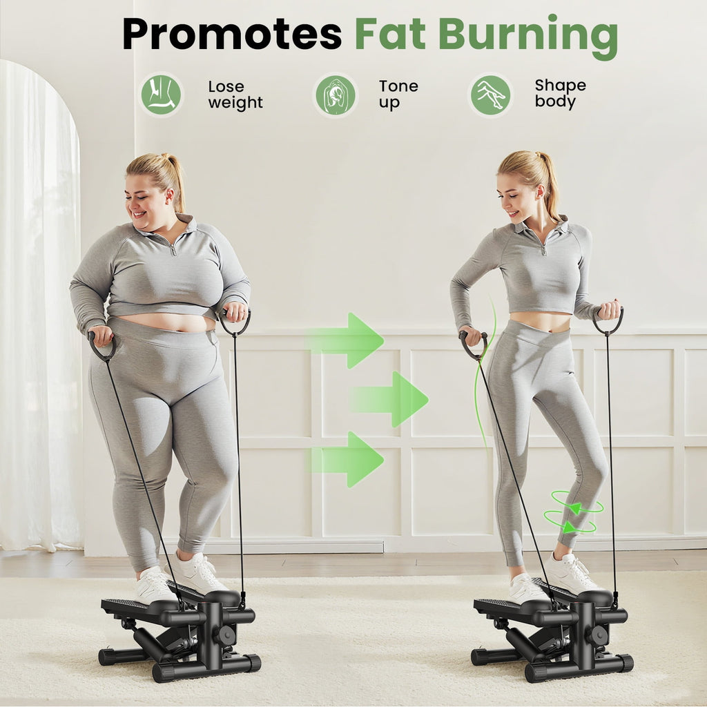 JIOABL Mini Steppers Machine with Resistance Bands for Home Exercise , 300lbs Capacity