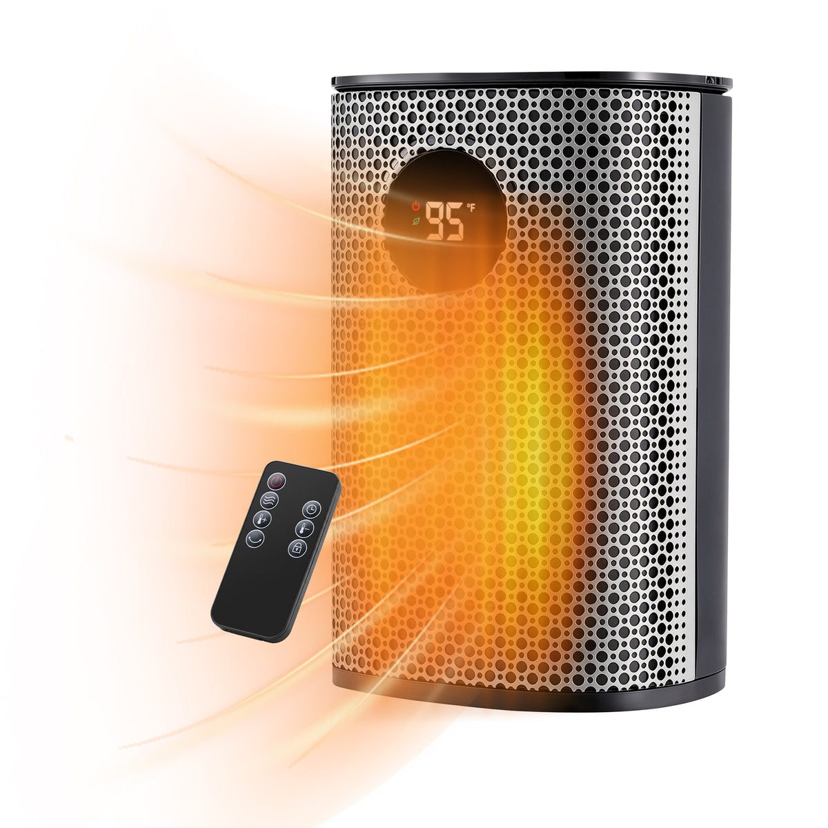 JIOABL Square Desktop Heater | 1500W, 5 Working Modes, 70° Oscillation, Quiet, Tip-Over and Overheat Safety Protection