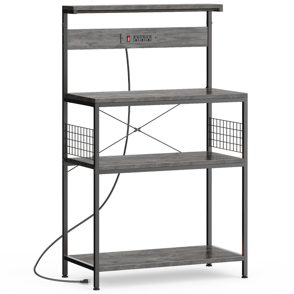 JIOABL Baker's Rack with top plate and Microwave Stand Organizer Storage Shelf for Kitchen - Ideal for Snacks, Coffee Bar, Plant Stand, or Study Room Decor Shelf