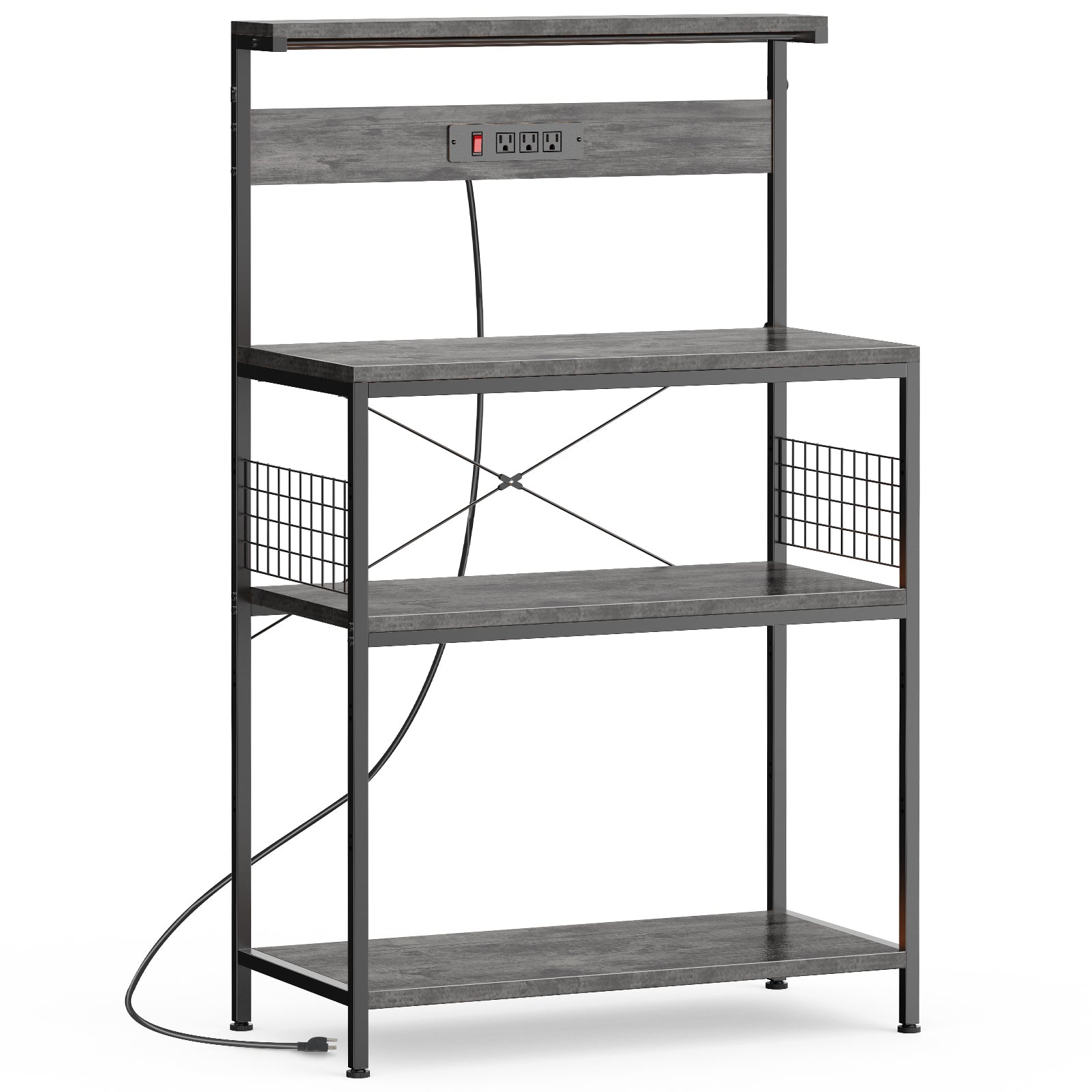 JIOABL Baker's Rack with top plate and Microwave Stand Organizer Storage Shelf for Kitchen - Ideal for Snacks, Coffee Bar, Plant Stand, or Study Room Decor Shelf