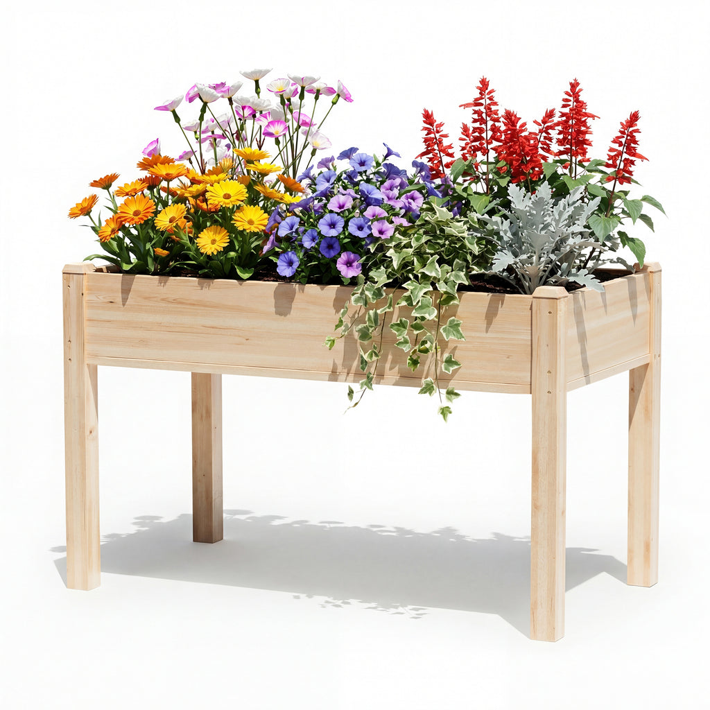 JIOABL Raised Garden Bed with Legs, Elevated Planter Box w/Bed Liner for Herbs Flowers Vegetables