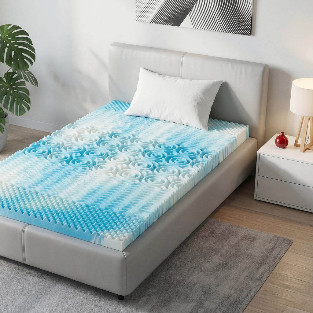 JIOABL Memory Foam Mattress Topper, 5-Zone Support, Gel Infused Cooling, Pressure Relief, CertiPUR-US for Bed, Sofa, RV