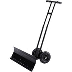 JIOABL 36 inch Snow Pusher with Wheels, Galvanized Steel Snow Plow, Adjustable Blade Angle & Handle for Driveway, Sidewalk & Walkway