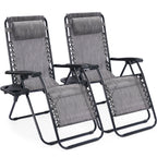 JIOABL 2pcs Adjustable Zero Gravity Chair with Pillow and Cup Holder,Patio Outdoor Foldable Lawn Lounge Chairs, Metal