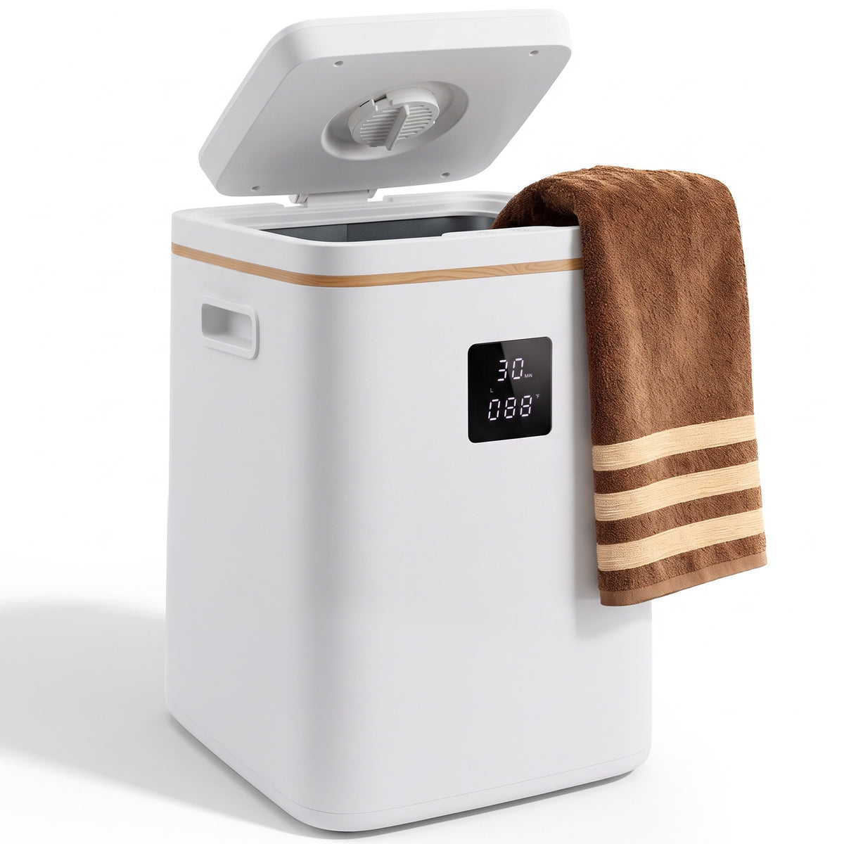 IOABL Square Towel Warmer Bucket, 20L Stainless Steel Liner, 3 Timer Settings (20/40/60 Mins), Ideal for Towels, Bathrobes, Blankets