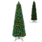 JIOABL Pre-Lit Fraser Fir Pencil Artificial Christmas Tree, Premium Multicolor LED Lights