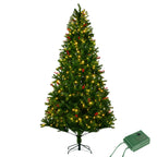 JIOABL Pre-Lit Artificial Spruce Christmas Tree, Pre-Decorated with Pinecones & Berries, Sturdy Metal Stand Base