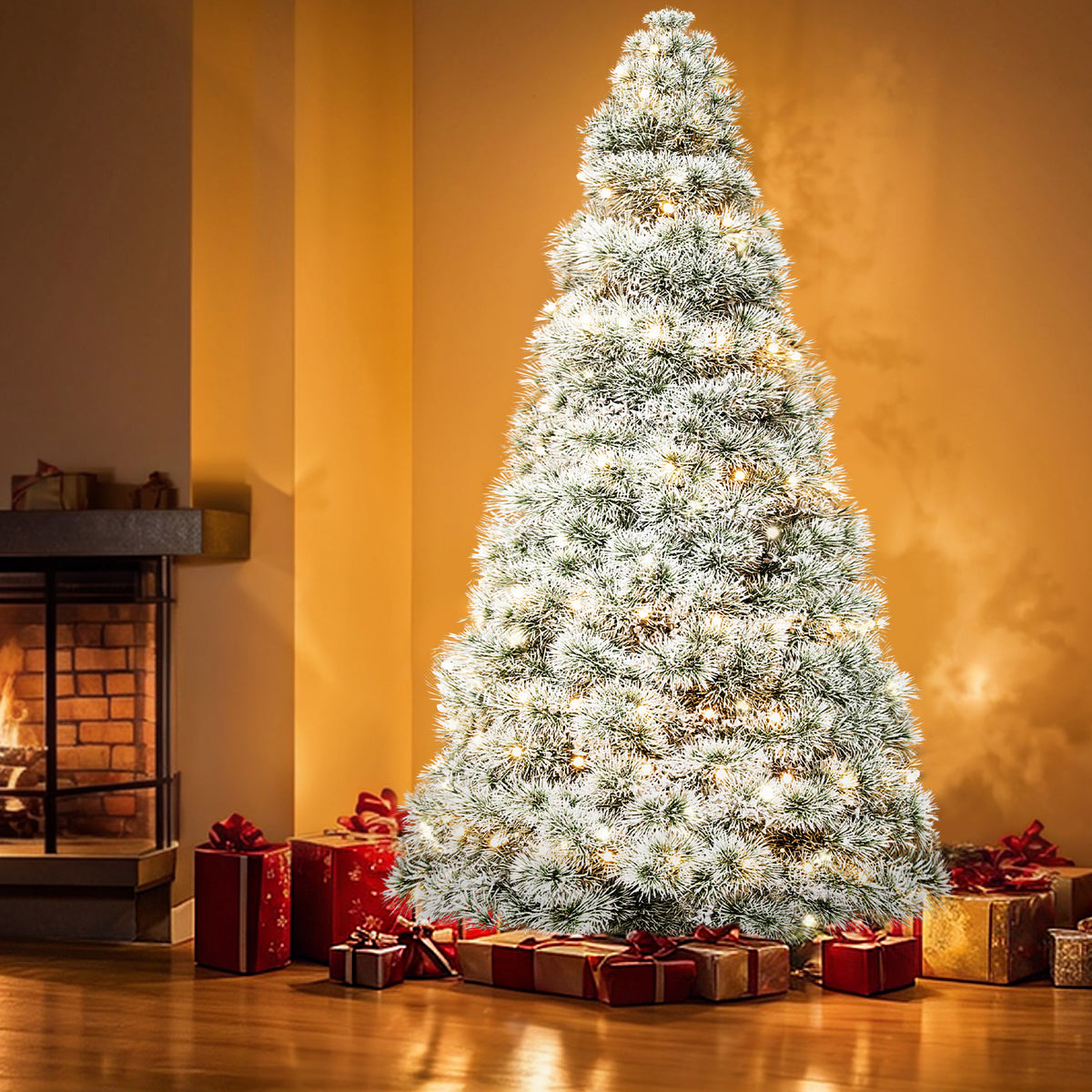 JIOABL Pre-Lit Spruce Artificial Christmas Tree for Home, Office, and Party Decor