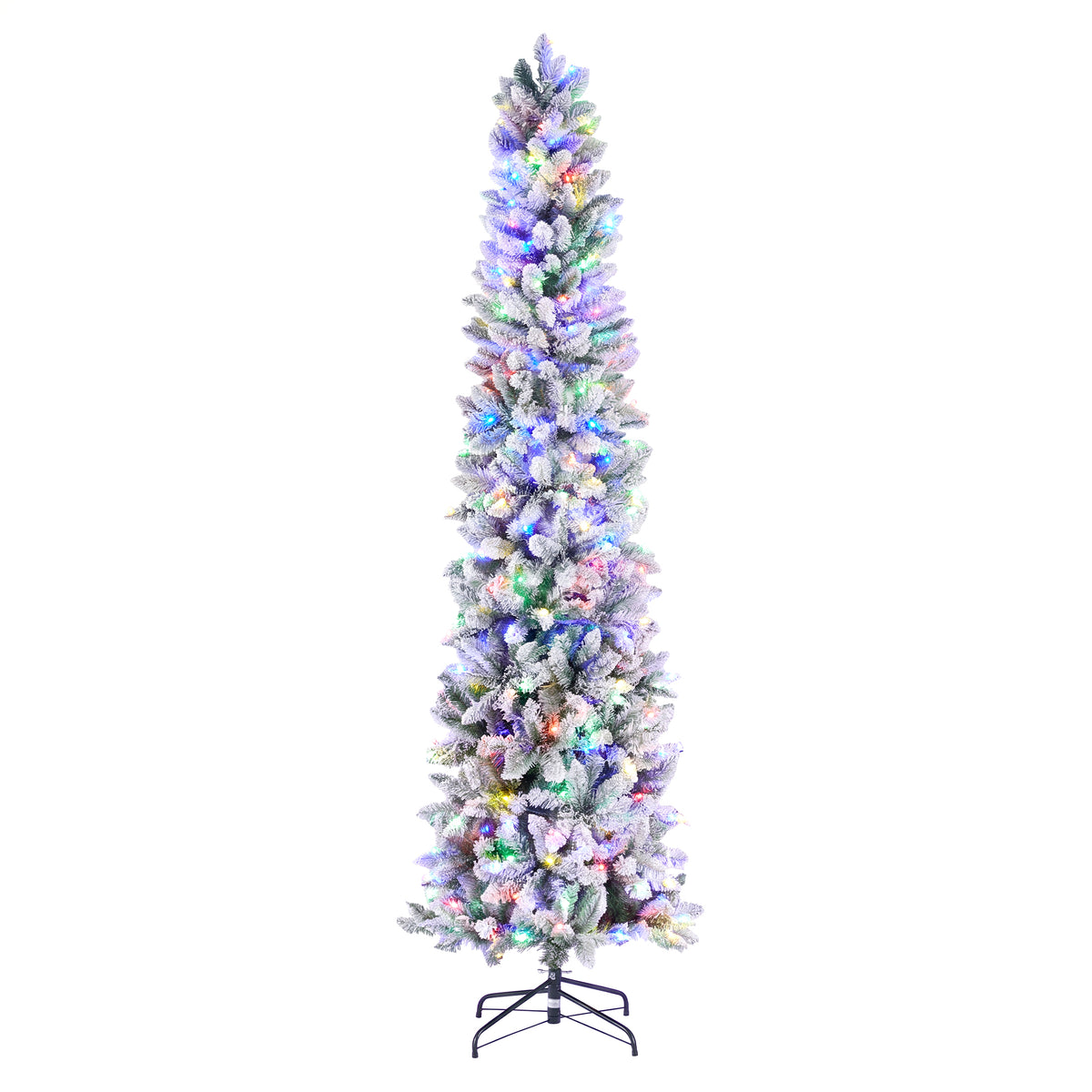 JIOABL Pre-Lit Fraser Fir Pencil Artificial Christmas Tree, Premium Multicolor LED Lights
