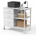 JIOABL 3-Drawer Mobile File Cabinet - Stylish Rolling Storage Solution with Open Shelf for Home Office