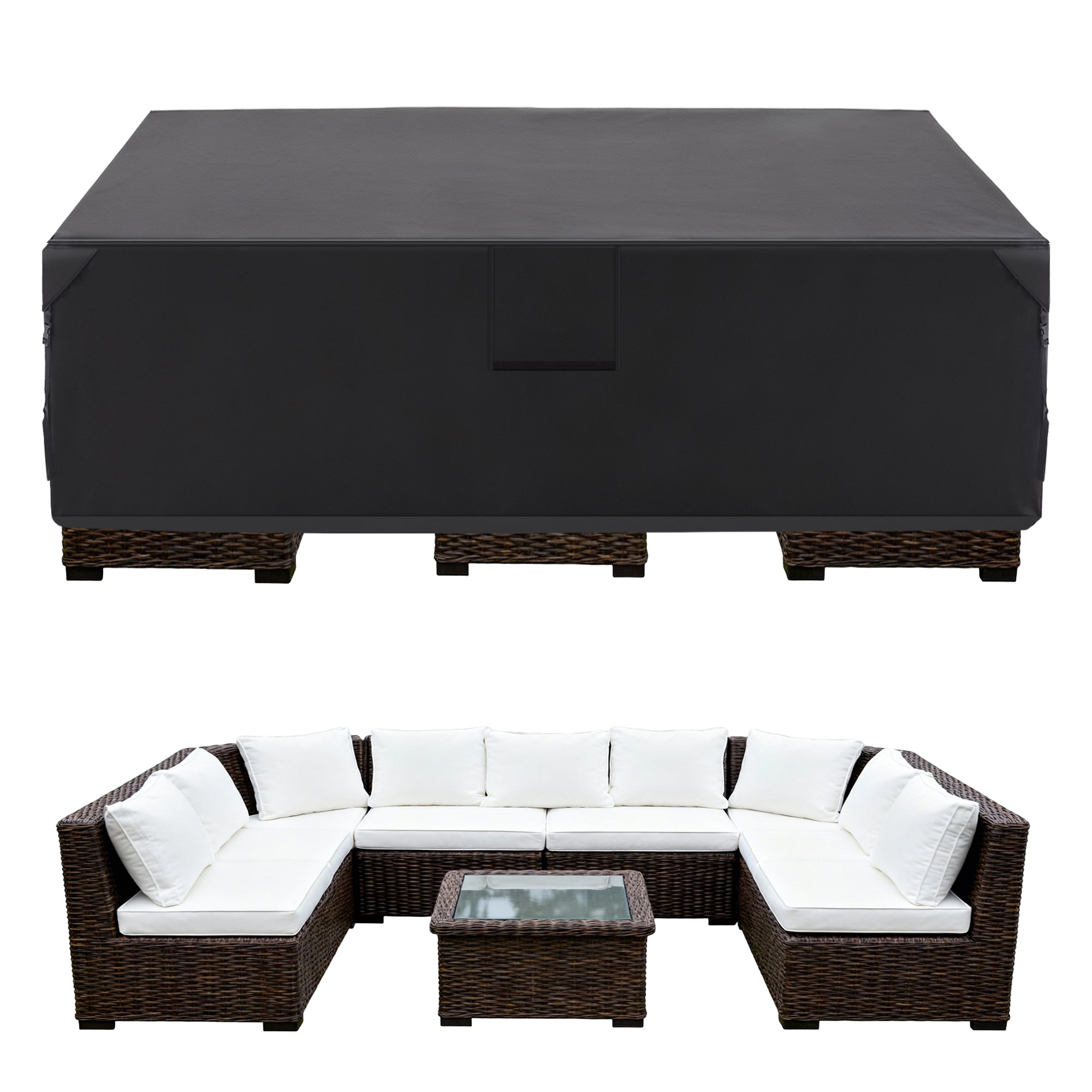 JIOABL 108" 600D Oxford Fabric Outdoor Furniture Cover - PVC-Coated, Waterproof & UV-Resistant for Sectional & Rectangular Patio Sets, Snap-Button Closure