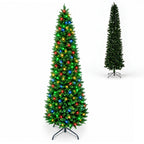JIOABL Pre-Lit Fraser Fir Pencil Artificial Christmas Tree, Premium Multicolor LED Lights