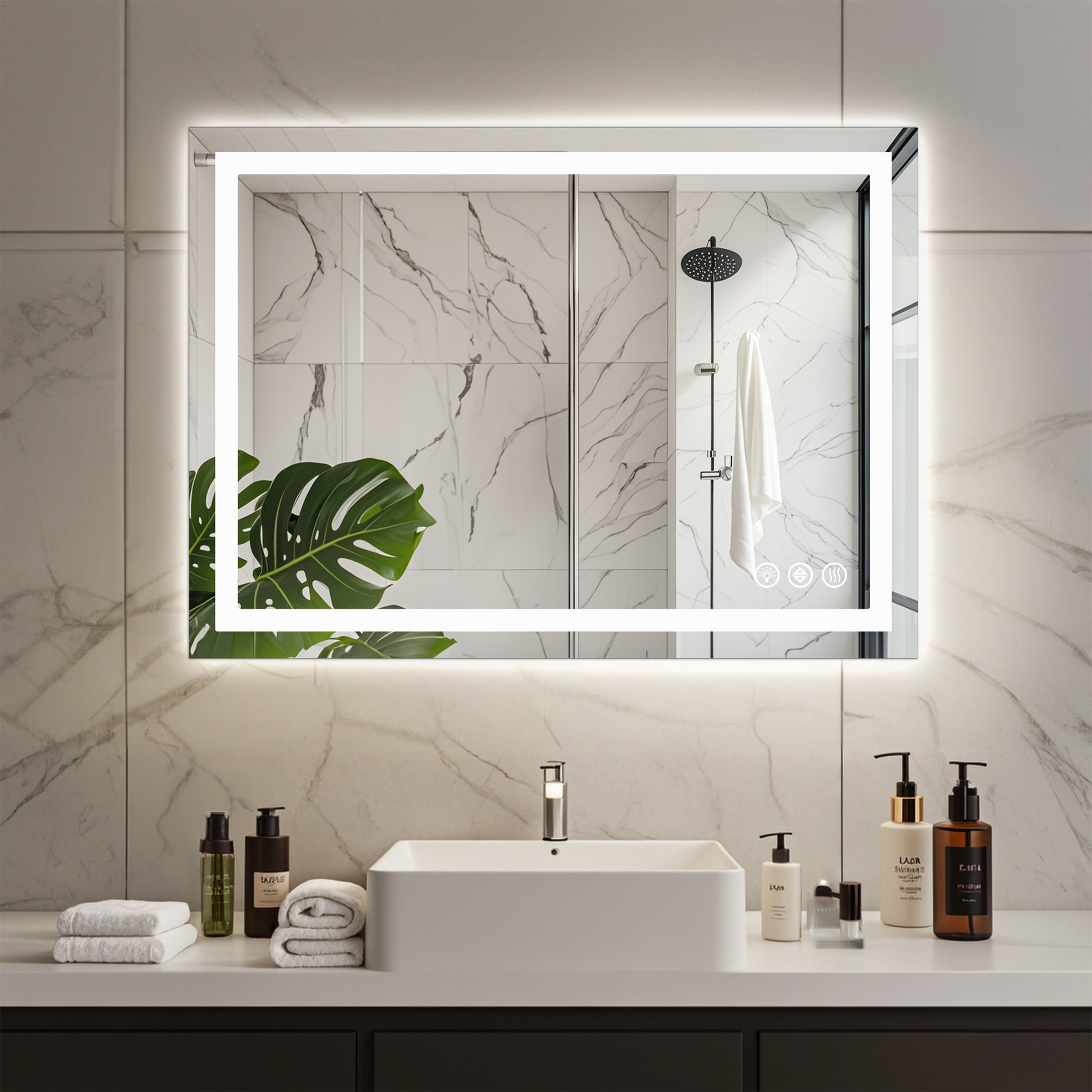 JIOABL LED Bathroom Mirror with Stepless Dimmable Wall Mirrors with Anti-Fog, Vanity Mirror with 3 Color Modes, Shatter-Proof, Bathroom Mirror with LED Lights