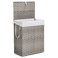 JIOABL Laundry Hamper with Lid, Clothes Hamper with Removable Liner Bags, Synthetic Rattan Laundry Basket for Clothes Toys in Bathroom Bedroom