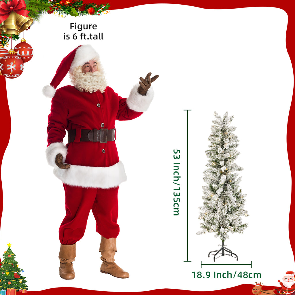 JIOABL Pre-Lit Fraser Fir Pencil Artificial Christmas Tree, Offering 8 Warm Light Modes