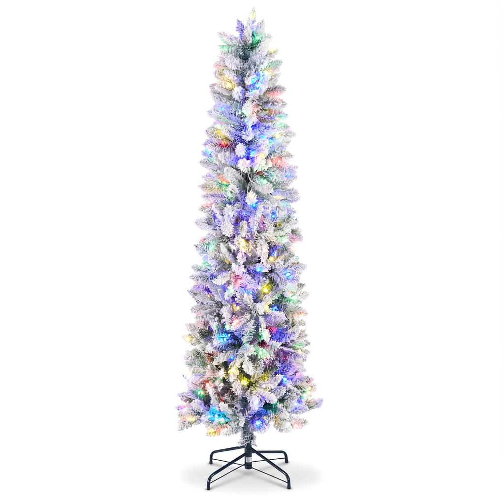 JIOABL Pre-Lit Fraser Fir Pencil Artificial Christmas Tree, Premium Multicolor LED Lights