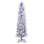 JIOABL Pre-Lit Fraser Fir Pencil Artificial Christmas Tree, Premium Multicolor LED Lights