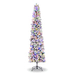 JIOABL Pre-Lit Fraser Fir Pencil Artificial Christmas Tree, Premium Multicolor LED Lights