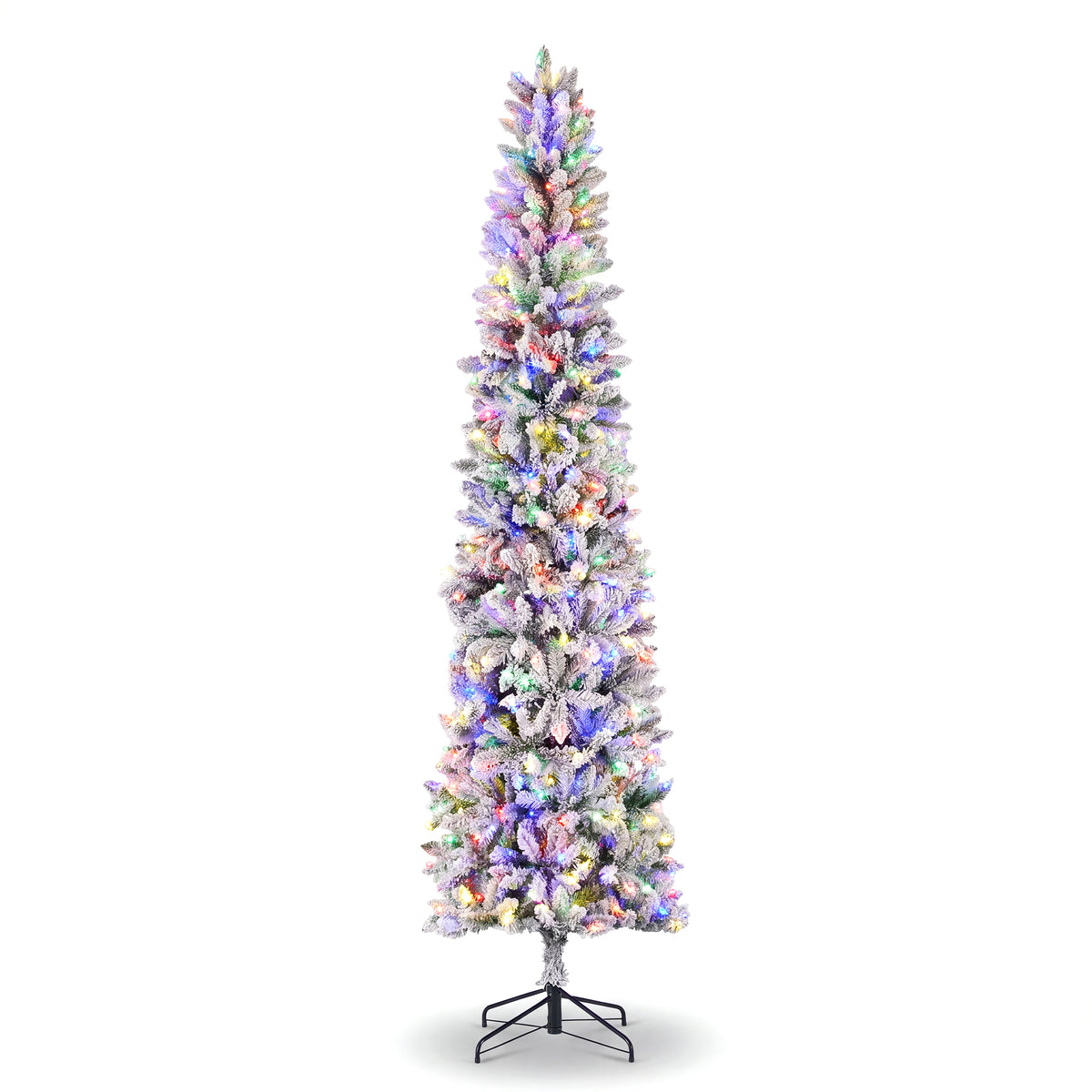 JIOABL Pre-Lit Fraser Fir Pencil Artificial Christmas Tree, Premium Multicolor LED Lights