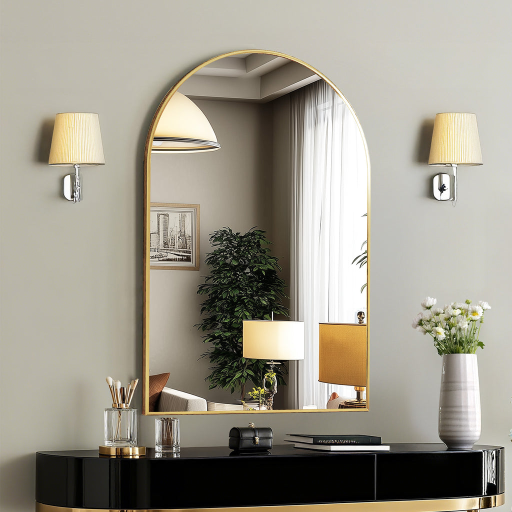 MCQ  Shatterproof Bathroom Mirror with Black Metal Frame - Tempered Glass, 2 Sided, Anti-Rust for Vanity Wall Decor