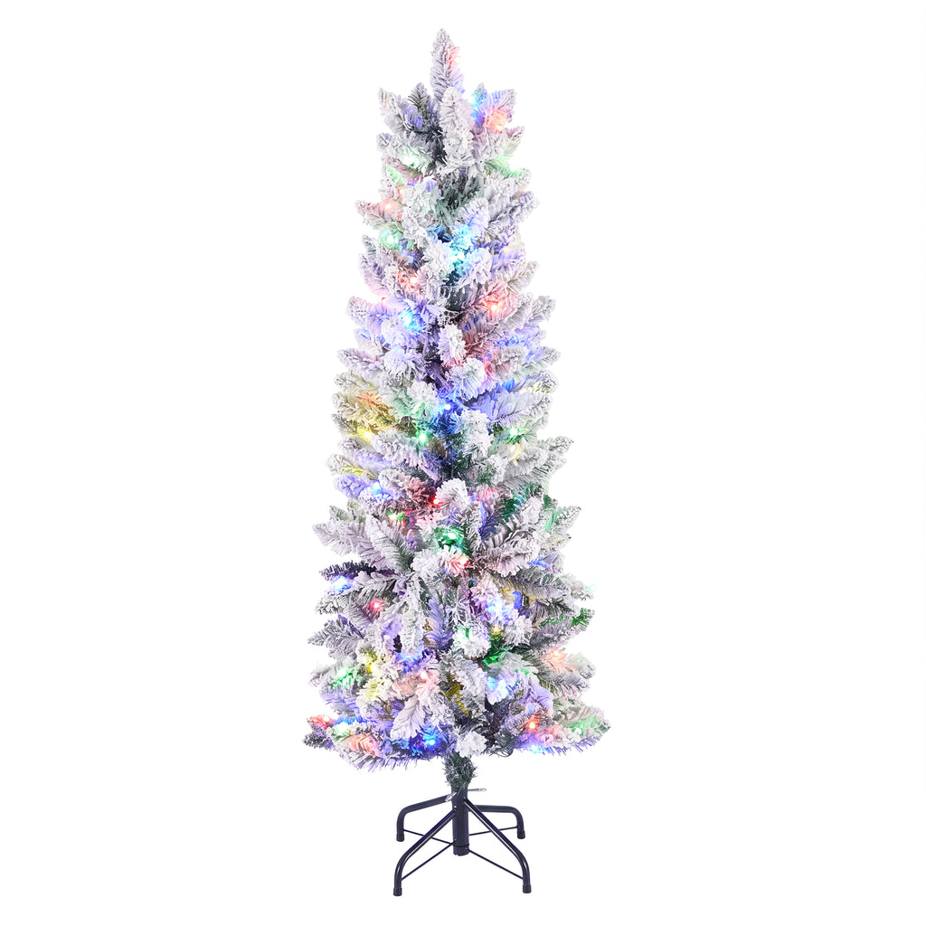 JIOABL Pre-Lit Fraser Fir Pencil Artificial Christmas Tree, Premium Multicolor LED Lights