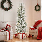 JIOABL Pre-Lit Fraser Fir Pencil Artificial Christmas Tree, Offering 8 Warm Light Modes