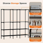 JIOABL Portable Clothes Rack with Shelves, Freestanding Closet Organizer with Hanging Rods for Bedroom, Entryway