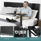JIOABL Adjustable Overbed Bedside Table with Hidden Wheels for Hospital