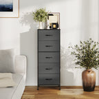 JIOABL 5-Drawer Fabric Dresser with Metal Frame and Wooden Top TV Stand - Perfect for Clothes, Living Room, Hallway, Entryway