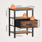 JIOABL Nightstand with USB & Type-C Charging, Fabric Drawers, Metal Frame