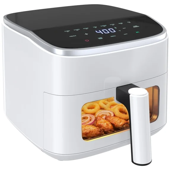 JIOABL 4 Qt Compact Air Fryer, 4-in-1 Air Fry Bake Roast Reheat, Dishwasher-Safe, Black