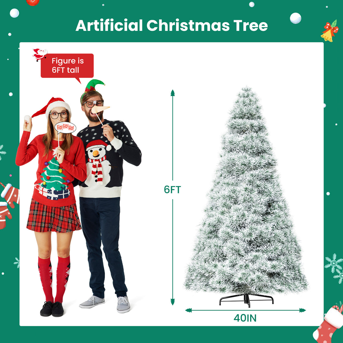 JIOABL Pre-Lit Spruce Artificial Christmas Tree for Home, Office, and Party Decor