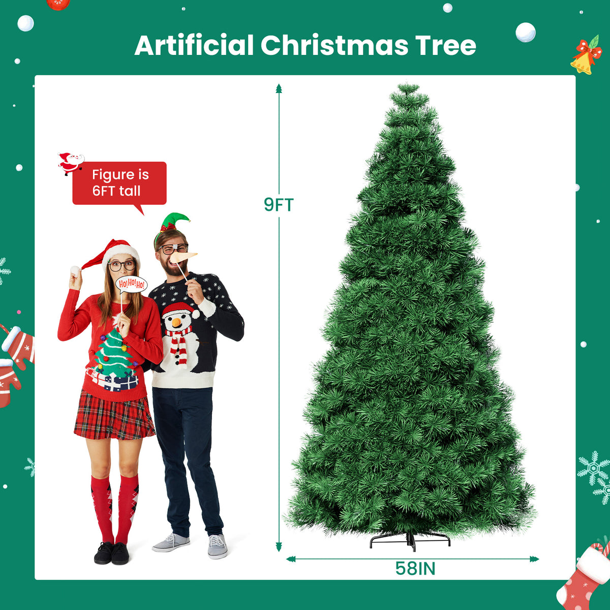 JIOABL Pre-Lit Spruce Artificial Christmas Tree for Home, Office, and Party Decor