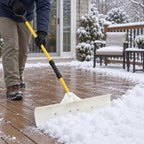 JIOABL 36 inch Snow Pusher, Reversible ABS Blade, Rust-Resistant Steel Handle, Manual Snow Plow with Multi-Point Fastening for Driveways ,Walkways and Yard