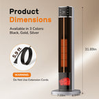JIOABL Tall Tower Flame Heater | 1500W, 4 Functions, 3s Quick Heat, 2 Heat Settings, Low Noise, Oscillation & Timer