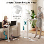 JIOABL Adjustable Overbed Bedside Table with Hidden Wheels for Hospital