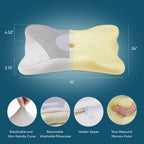 JIOABL Ergonomic Contour Memory Foam Pillows, Cervical Neck Pillow with Cooling Case for Neck Pain Relief