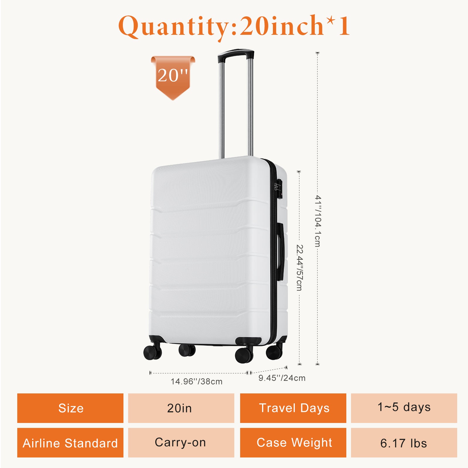JIOABL Carry on Luggage, Hard Shell ABS Suitcase with Double Spinner Wheels, Lightweight Expandable Rolling Suit Case with TSA Lock