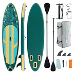 JIOABL 10'5" Inflatable Stand Up Paddle Board, Wide Stable Design, Non-Slip Deck, with Premium SUP Paddle, Pump, Backpack & Leash, Blue White