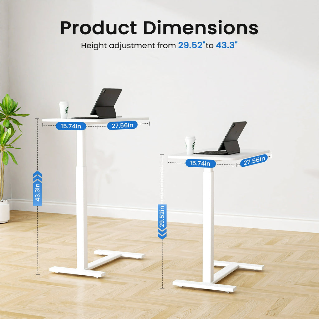 JIOABL Adjustable Overbed Bedside Table with Hidden Wheels for Hospital